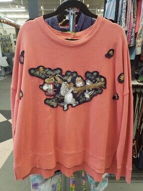 Upcycled Cat Kitty Autumn Fall Sweatshirt